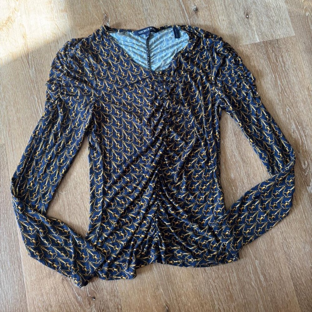 Veronica Beard Neeta Gathered Jersey‎ Top Size XS